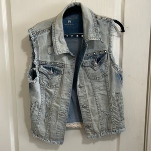 Womens Miss Me jean jacket vest size L